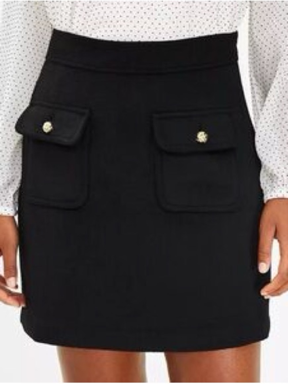 LOFT Flap Pocket Gold Button Mini Skirt